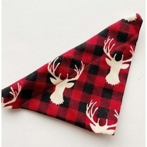 Black Red Deer Buffalo Plaid Tiny Dog/Cat Bandana Handmade